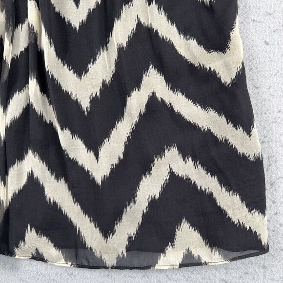 Milly 100% Silk Spaghetti Strap Black White Chevron Tank Top Women’s Size 6 - Picture 12 of 16